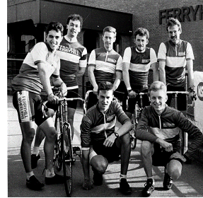 Team for Ferryhill Wheelers 2 day 1989 Dave Cook, Les Orton, Gordon Pannica, Billy Hart, Ian Maitland, Gary Firth, Tim Brown.